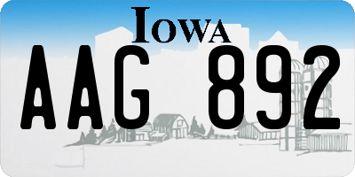 IA license plate AAG892