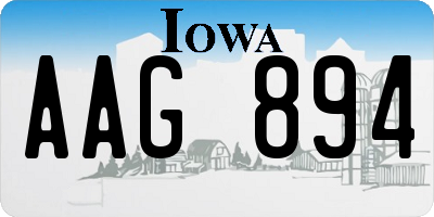 IA license plate AAG894