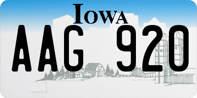 IA license plate AAG920