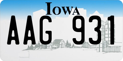 IA license plate AAG931