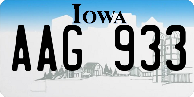 IA license plate AAG933