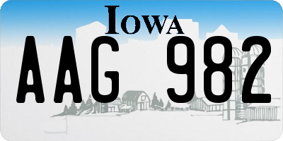 IA license plate AAG982