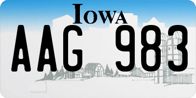 IA license plate AAG983