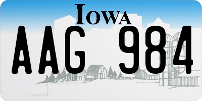 IA license plate AAG984