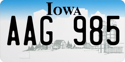 IA license plate AAG985