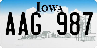 IA license plate AAG987