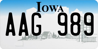 IA license plate AAG989