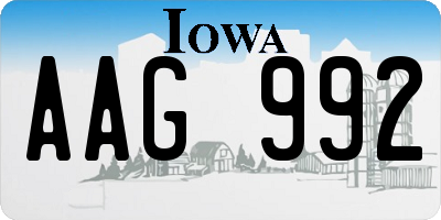 IA license plate AAG992