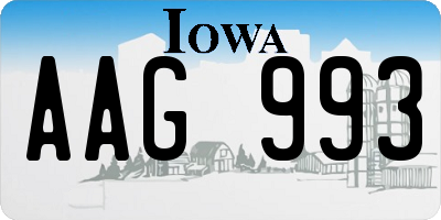 IA license plate AAG993