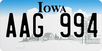 IA license plate AAG994