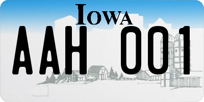 IA license plate AAH001