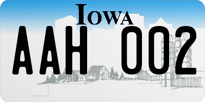 IA license plate AAH002