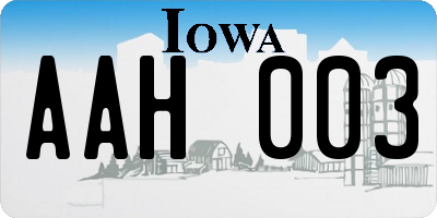 IA license plate AAH003