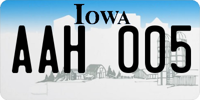 IA license plate AAH005