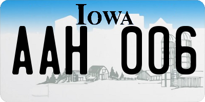 IA license plate AAH006