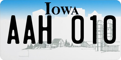 IA license plate AAH010