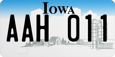 IA license plate AAH011