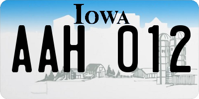 IA license plate AAH012