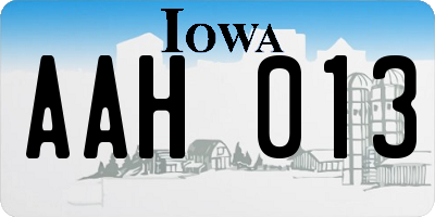 IA license plate AAH013