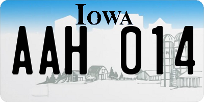 IA license plate AAH014