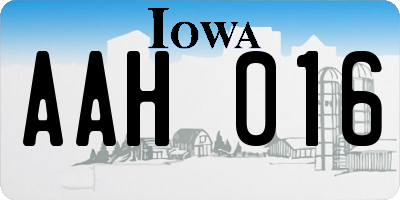 IA license plate AAH016