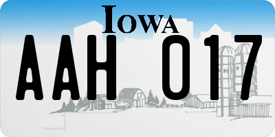 IA license plate AAH017