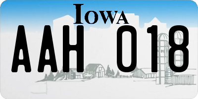 IA license plate AAH018