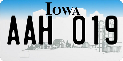 IA license plate AAH019