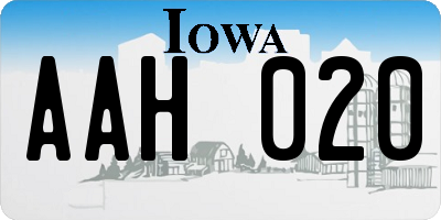 IA license plate AAH020