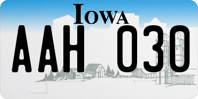 IA license plate AAH030