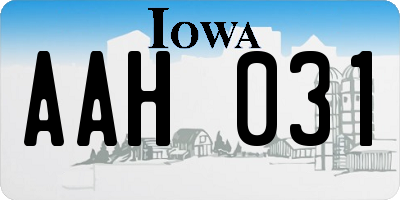 IA license plate AAH031