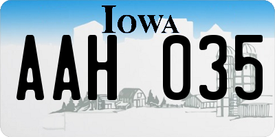 IA license plate AAH035