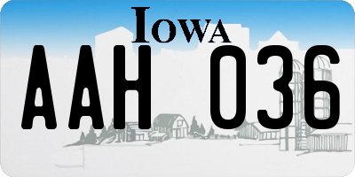 IA license plate AAH036