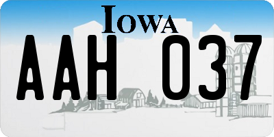 IA license plate AAH037