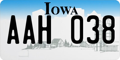 IA license plate AAH038