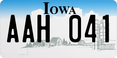 IA license plate AAH041