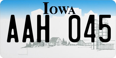 IA license plate AAH045