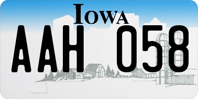 IA license plate AAH058