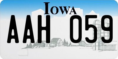 IA license plate AAH059