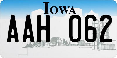 IA license plate AAH062