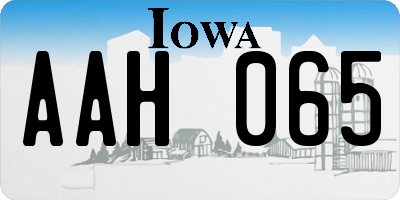 IA license plate AAH065