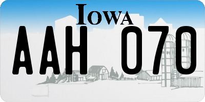 IA license plate AAH070