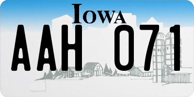 IA license plate AAH071