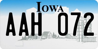 IA license plate AAH072