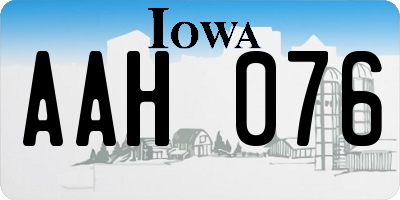 IA license plate AAH076