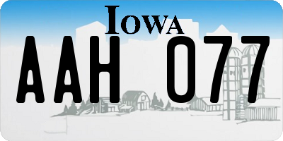 IA license plate AAH077