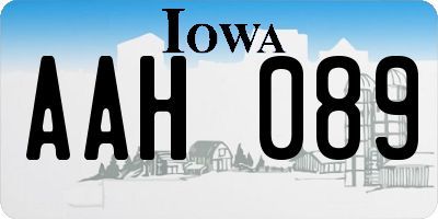 IA license plate AAH089