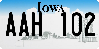 IA license plate AAH102