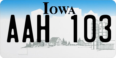 IA license plate AAH103