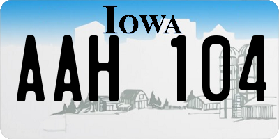 IA license plate AAH104